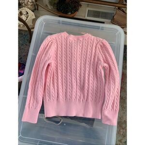 Polo Ralph Lauren Girls Cable Knit Cotton Button Up Cardigan Sweater Pink